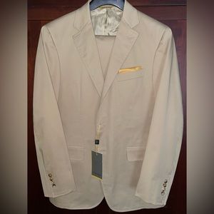 New Canali Beige Cotton Kei two piece suit. Size: EU 54/US 44. Pants 37x30